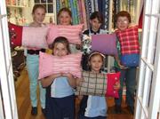 Tuesday afternoon class with their finished chenille cushions - so lovely and soft!